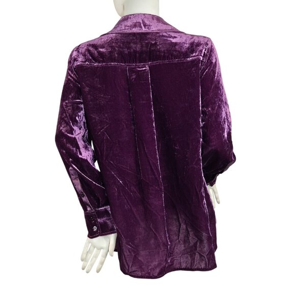 John Mark Women's Shirt Size PM Velvet Long Sleeve Button Tunic Eggplant (27) - Picture 4 of 14